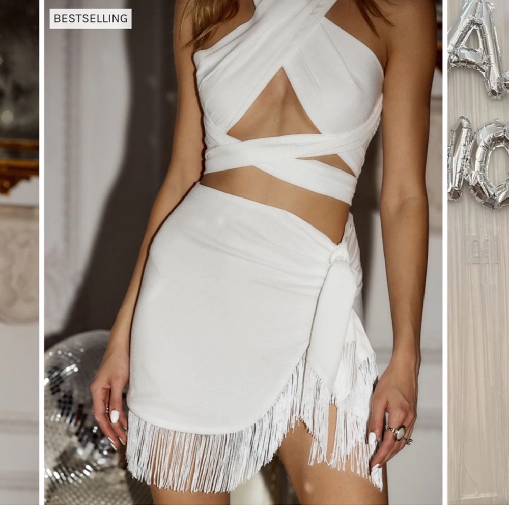 12th Tribe Rosalina White Fringe skirt
